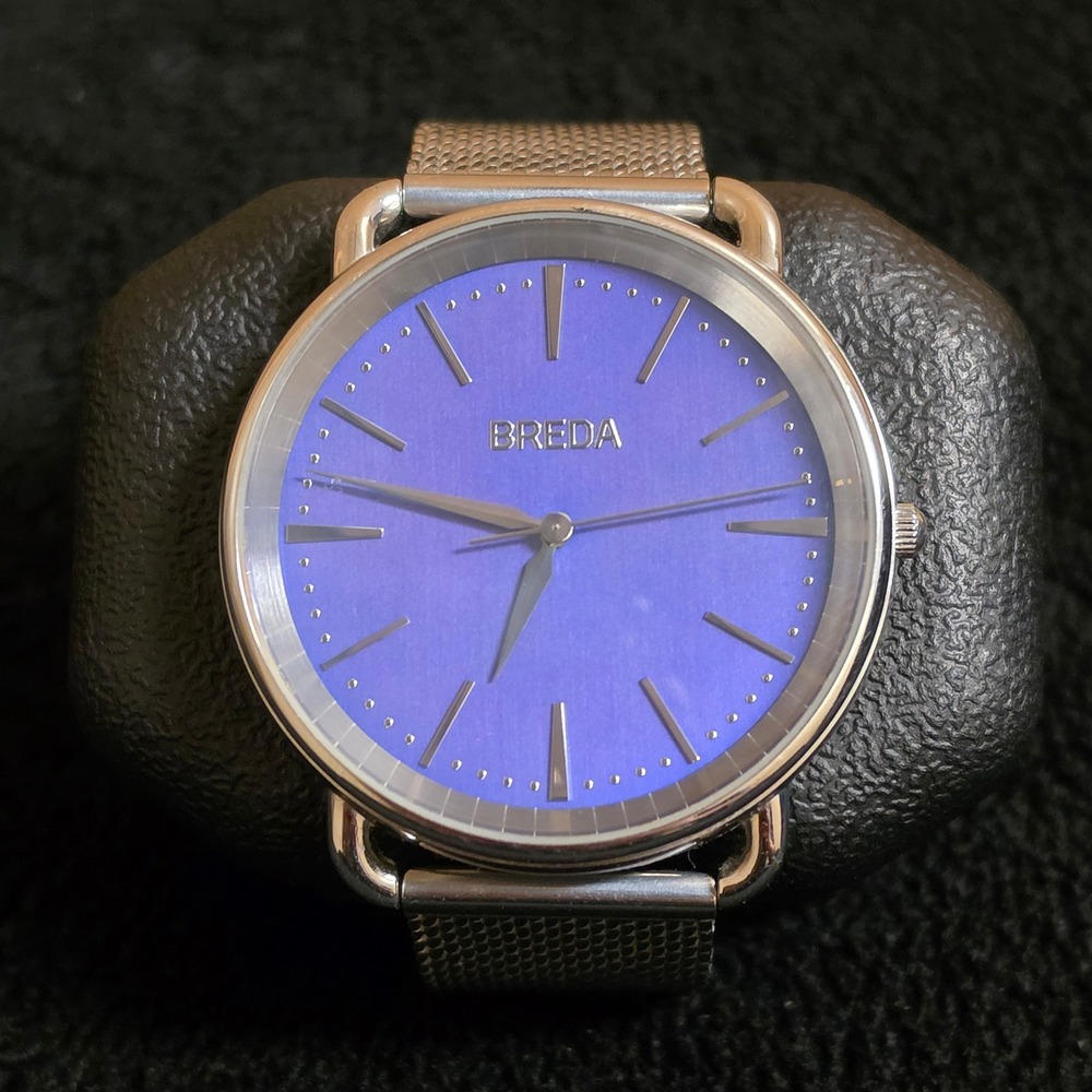 BREDA Linx 5016 Stainless Steel Mesh Watch Blue Dial Silver Quartz Working